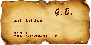 Gál Balabán névjegykártya